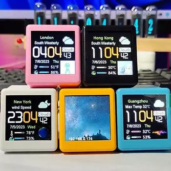 MINI TV Smart WIFI Метеостанция Часы для украшения рабочего стола DIY GIF анимация и электронный альбом термометр гигрометр розовый