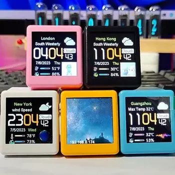 MINI TV Smart WIFI Weather Station Clock for Gaming Desktop Decoration DIY Cute GIF Animations and Electronic Album Display чёрный