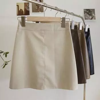 Мини-юбка А-силуэта с высокой талией, однотонная женская юбка осень-зима L верблюд