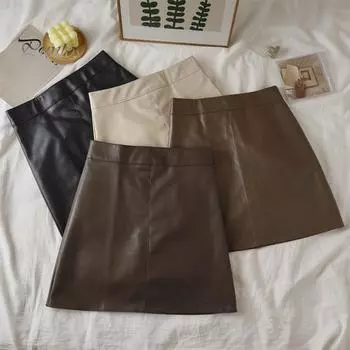 Мини-юбка А-силуэта с высокой талией, однотонная женская юбка, осень-зима, ветрозащитная юбка с запахом на бедрах, повседневная одежда L верблюд