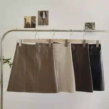 Мини-юбка А-силуэта с высокой талией, однотонная женская юбка, осень-зима, ветрозащитная юбка с запахом на бедрах, повседневная одежда L верблюд