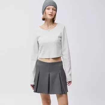 Мини-юбка GU by Uniqlo со складками и заниженной талией