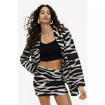 Мини-юбка из льняной смеси HM Black Zebra Print 1172038006 32EUR 32P