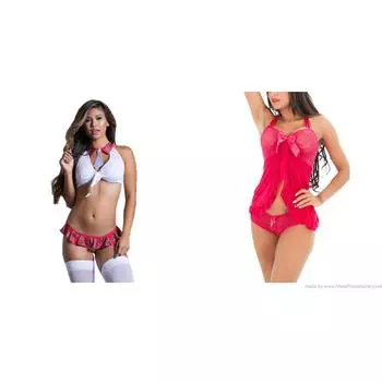 Мини-юбка LADYSTA, женский бело-красный костюм для ролевых игр для школьниц и женская ночная рубашка для куколки, свободный размер ( СМЛ)