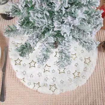 Мини-юбка в виде рождественской елки со снежинкой/звездным узором, круглая моющаяся юбка в виде рождественской елки, украшение для дома Snowflake золотистый