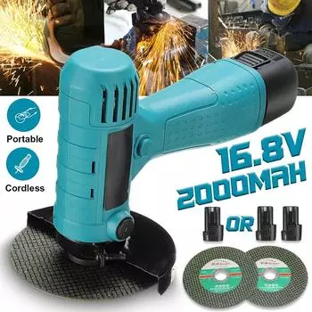 Мини-угловая шлифовальная машина 16,8 В, аккумуляторная полировально-шлифовальная машина, электроинструменты с аккумулятором 1/2, 19500 об/мин 1*Battery