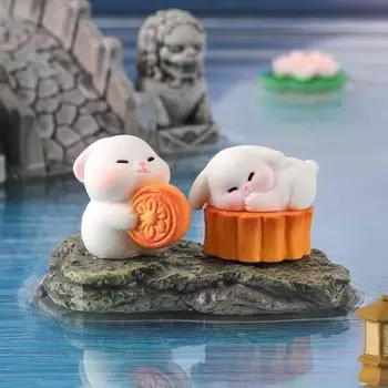 Мини-украшение для фестиваля Луны, мультяшный кролик, лунный пряник, микро-украшение для ландшафта, украшение для интерьера автомобиля, домашнего рабочего стола A3