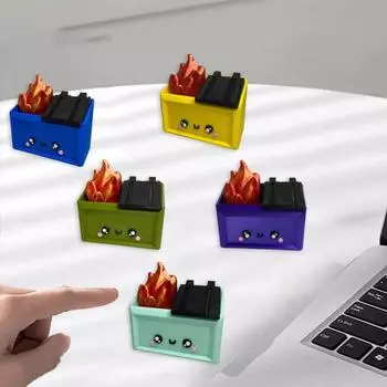 Мини-украшение для мусорного контейнера, 3D-печатная настольная фигурка в виде пламени мусорного контейнера, улыбающееся украшение для мусорного контейнера, рождественский подарок для друзей-коллег небесно-голубой