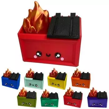 Мини-украшение для мусорного контейнера, 3D-печатная настольная фигурка в виде пламени мусорного контейнера, улыбающееся украшение для мусорного контейнера, рождественский подарок для друзей-коллег красный