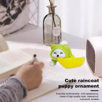 Мини-украшение для собаки, сказочная миниатюрная фигурка, очаровательный плащ из смолы, статуя собаки для украшения дома и сада синий