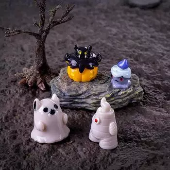 Мини-украшение на Хэллоуин, мультяшная летучая мышь, тыква, привидение, фигурка, микропейзаж, интерьер автомобиля, украшение для домашнего рабочего стола A8
