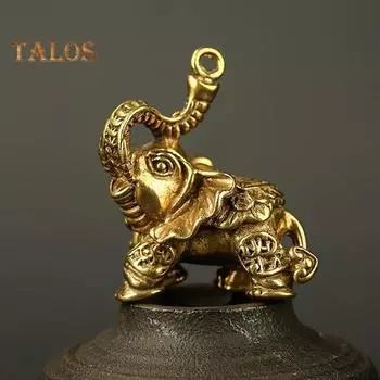 Мини-украшение в виде слона, ретро-статуэтка слона из цельного сплава, настольная статуя слона для приборной панели автомобиля, домашнего офиса, стола, декора B