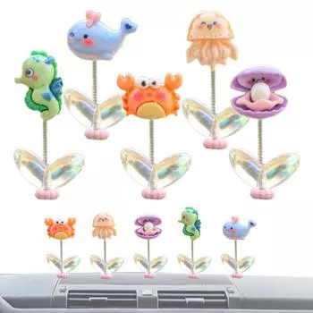 Мини-украшения для приборной панели автомобиля, 5 шт., миниатюры морских животных, украшение для автомобиля из смолы, мультяшная миниатюра-болванчик для декора интерьера автомобиля