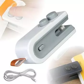 Мини-упаковщик пакетов, перезаряжаемый через USB, резак для пакетов 2 в 1, портативный портативный перезаряжаемый вакуумный запайщик пищевых пакетов темно-синий