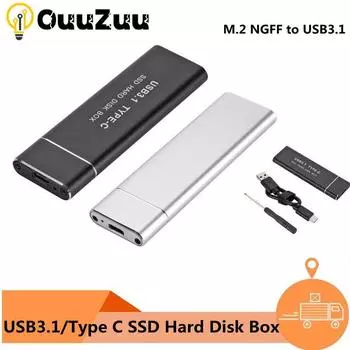 Mini USB 3,1 до M.2 NGFF SSD, мобильный жесткий диск, адаптер типа C, внешний корпус, чехол для SATA SSD 2230/2242/2260/2280 серебряный