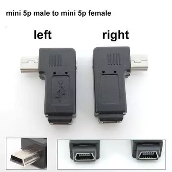 Mini USB 5pin угловой переходник «папа-мама» 90 градусов M-F угловой левый и правый удлиненный адаптер-коннектор Left Angled