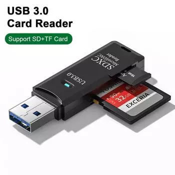 Мини-USB-кардридер 2 в 1 USB 3.0 к SD TF адаптер для карт памяти смарт-кардридер флэш-накопитель кард-ридер аксессуары для ноутбуков