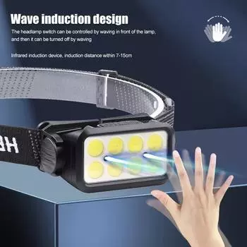 Мини USB перезаряжаемый датчик движения налобный фонарь для рыбалки и кемпинга со встроенным аккумулятором аварийный уличный фонарь белый