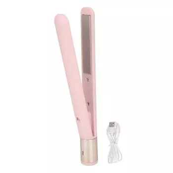 Мини-утюжок 2 в 1 выпрямитель для волос USB Регулируемая температура Маленький выпрямитель для волос Щипцы для завивки розовый