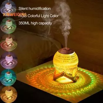 Мини-увлажнитель с искусственным хрустальным шаром — мелкодисперсная RGB-подсветка, тихий портативный, 350 мл, большая емкость, питание от USB