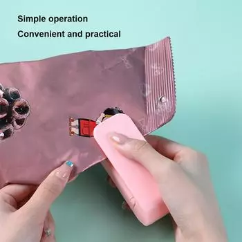 Мини-вакуумный упаковщик Машина для запечатывания пакетов Пластиковый упаковщик с зажимами Портативный вакуумный упаковщик Кухонные принадлежности Аксессуары Бытовая техника белый