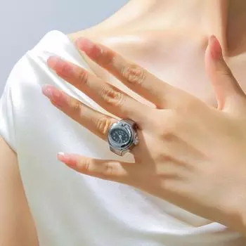 Мини Винтажные Часы Кольцо Круглые Креативные Кварцевые Часы Модные Парные Часы Аксессуары чёрный