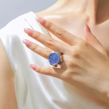 Мини Винтажные Часы Кольцо Круглые Креативные Кварцевые Часы Модные Парные Часы Аксессуары синий