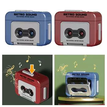Мини Винтажный Кассетный Плеер Портативный Музыкальный Диктофон Музыкальный Плеер Брелок Крепление Записываемая Музыкальная Шкатулка Подвески синий