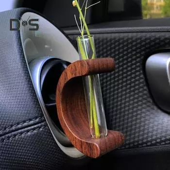 Мини-ваза для цветов, автомобильное вентиляционное отверстие, орнамент, гладкий край, без заусенцев, простая установка, автомобильная ваза для цветов, освежитель воздуха, диффузор эфирного масла цвет старого дерева