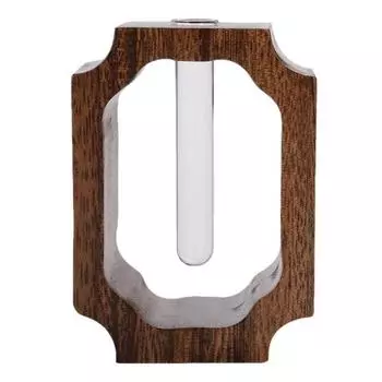 Мини-ваза для пробирок, стеклянная ваза с рамой из цельного дерева, гидропонный цветочный горшок, прозрачная ваза для сухоцветов, украшение стола A