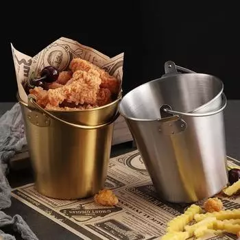 Мини-ведра из нержавеющей стали, ведра для жареной курицы, контейнеры, металлический контейнер для десертов, дропшиппинг S