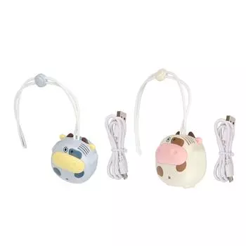 Мини-веер на шею с зарядкой от USB, без лопастей, в форме коровы, с регулируемым шнурком Blue