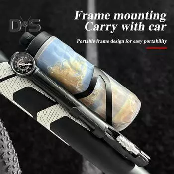 Мини-велосипедный насос с креплением для манометра 160 фунтов на кв. дюйм, алюминиевый сплав, универсальный, для накачивания шин горного велосипеда, шоссейный, портативный, воздушный насос чёрный