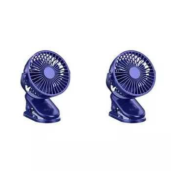 Мини-вентилятор Clip On Desk Fan с зарядкой через USB, 3 скорости, тихий электрический вентилятор для дома (синий)