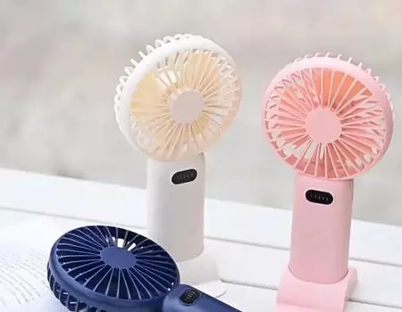 Мини-вентилятор с зарядкой от USB, портативный для студентов, настольная подставка, мощный электрический вентилятор Built-in battery 1200mah темно-синий