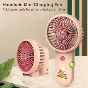 Мини-вентилятор складной охлаждающий воздух малошумный компактный летний крутой маленький вентилятор для офисного рабочего стола зелёный