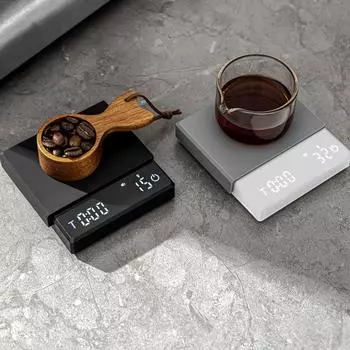 Мини-весы для кофе с таймером, 2 кг/0,1 г, точные 3 режима, перезаряжаемые портативные цифровые весы типа C чёрный