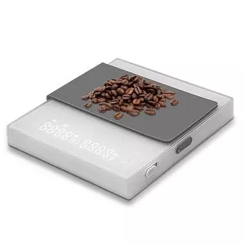 Мини-весы для кофе с таймером, 2 кг/0,1 г, точные 3 режима, перезаряжаемые портативные цифровые весы типа C белый