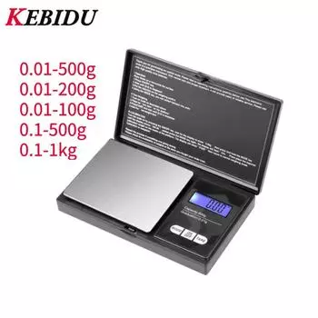 Мини-весы для ювелирных изделий, высокоточные электронные весы, вес из нержавеющей стали, грамм, ЖК-дисплей, синяя подсветка, портативные карманные весы, золотой пищевой баланс 0.1-1000g
