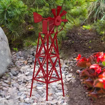 Mini Windmill Ornament Statue Resin Craft Micro Landscape Decor Multifunctional 3.94 inch Tall Tiny