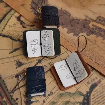 Мини-винтажный кожаный блокнот, ретро карманный блокнот, подвеска, дорожный дневник, планировщик для студентов, офисные канцелярские принадлежности