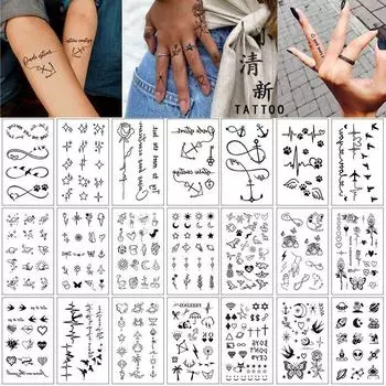 Мини-водонепроницаемые наклейки для татуировок: Английские буквы, цветы и эскизы бабочек K-679; 60*105mm