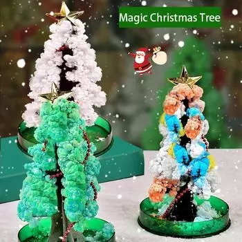 Мини-волшебная растущая рождественская елка, бумажные забавные научные цветущие игрушки для взрослых и детей, самодельные хрустальные цветущие деревья для праздничного декора 1PCS