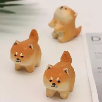 Mini Wooden Animal Figurine Cute Small Animal Dolls Handicrafts Cat Dog Statues Birthday Holiday G
