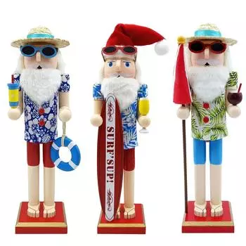 Mini Wooden Nutcracker Ornament Soldiers Figure Christmas Tree Pendant 15 Inch Wooden Santa Claus Home Decorations Kids Gifts