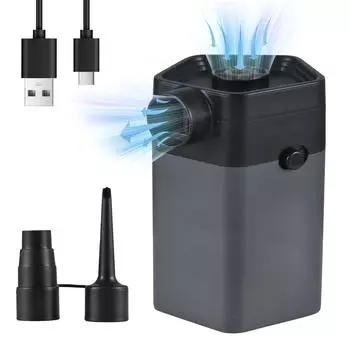 Мини воздушный насос беспроводной перезаряжаемый 6000 Па 2850 об/мин надувной сдуваемый 120 л/мин электрический ручной чёрный