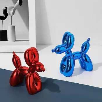 Мини-воздушный шар, фигурка щенка, смола, красочная статуя собаки, скульптура животного, домашний офис, гостиная, детская спальня, настольный орнамент, Рождественский подарок розовый