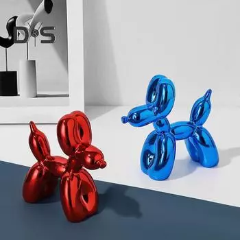 Мини-воздушный шар, фигурка щенка, смола, красочная статуя собаки, скульптура животного, домашний офис, гостиная, детская спальня, настольный орнамент, Рождественский подарок розовый