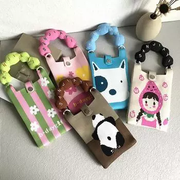 Мини-вязаная сумка для мобильного телефона с нишевым дизайном, симпатичная мультяшная универсальная портативная сумка через плечо для женщин 15*24cm