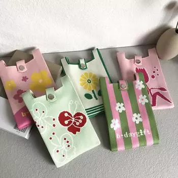 Мини-вязаная сумка для мобильного телефона с нишевым дизайном, симпатичная мультяшная универсальная портативная сумка через плечо для женщин 15*24cm